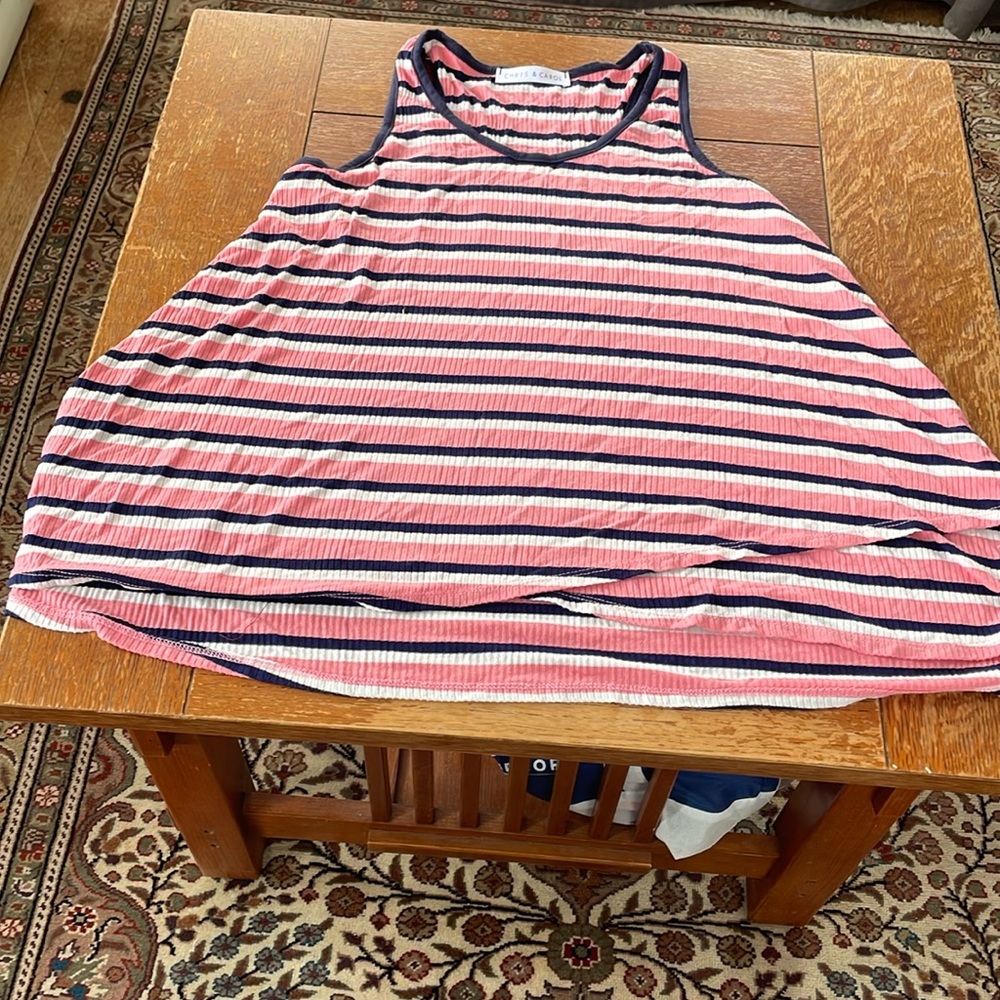 Tank top by Chris and Carol blue, pink and white